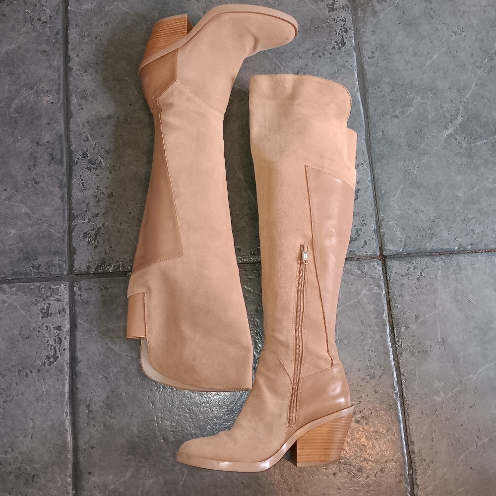 Naya Ansible Over-the-Knee Boots Straw Suede & Leather 7.5M